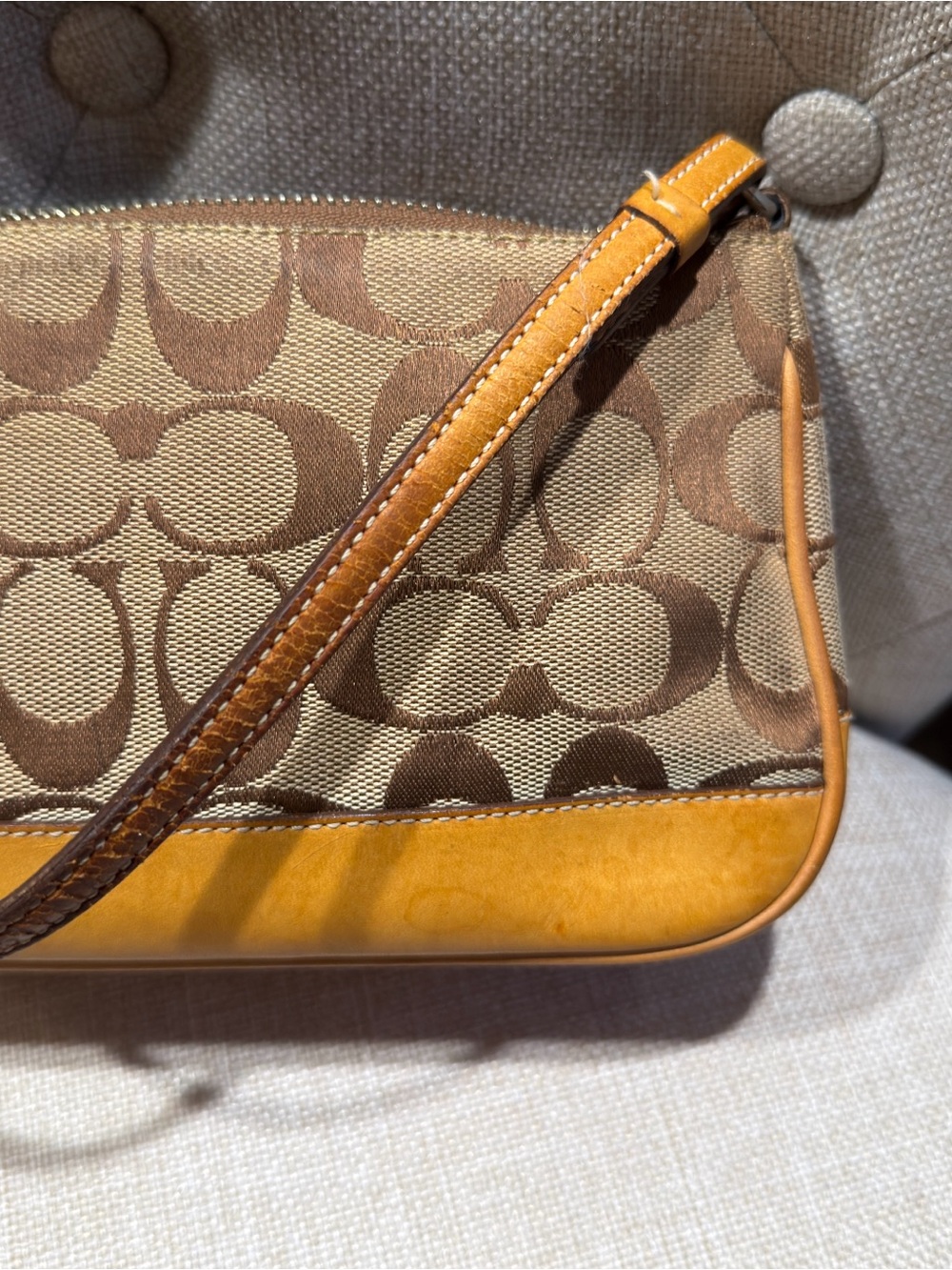 Coach Y2K Hampton Mini Signature Wristlet Brown Canvas Leather Pochette Bag 2004 - Picture 9 of 16